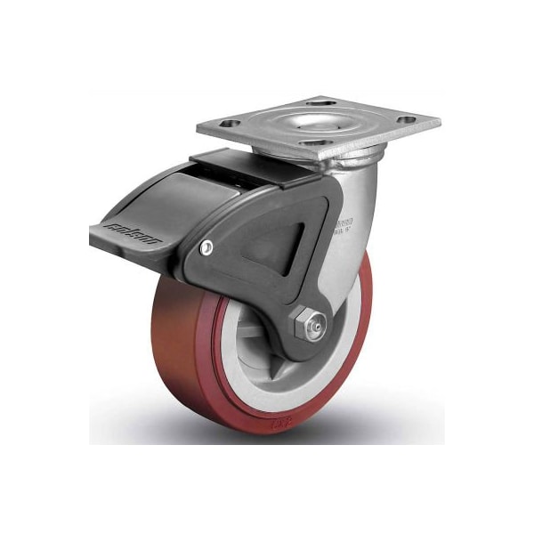 4 Series Swivel Plate Caster Polyurethane With Brake 6" Dia. 900 Lb.